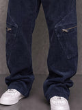 Street Style Corduroy Cargo Wide Leg Pants