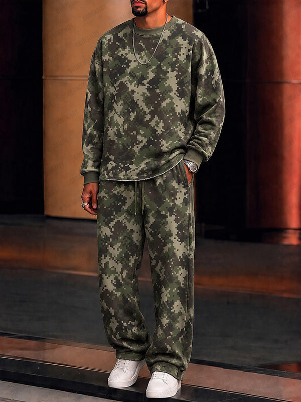 Streetwear Camouflage Sweatshirt and Pants Set