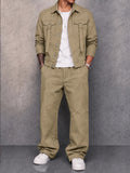 Utility 100% Cotton Jacket and Wide Leg Pants Set