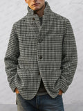 Classic Houndstooth Stand Collar Lined Jacket
