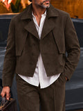 Casual Faux Suede Trench Jacket Pants Set