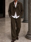 Casual Faux Suede Trench Jacket Pants Set
