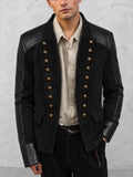 Retro Faux Suede Contrast Leather Jacket
