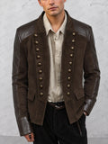 Retro Faux Suede Contrast Leather Jacket