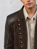 Retro Faux Suede Contrast Leather Jacket