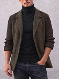 Smart Casual Ribbed Knit Patchwork Herringbone Blazer