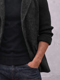Smart Casual Ribbed Knit Patchwork Herringbone Blazer