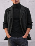 Smart Casual Ribbed Knit Patchwork Herringbone Blazer