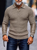 Fashion Faux Leather Patchwork Knit Polo Top