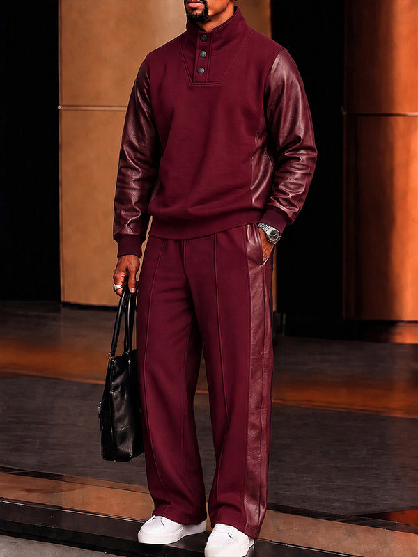Trendy Urban Faux Leather Panel Matching Set