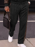 Casual Faux Leather Panel Jacket Pants Set