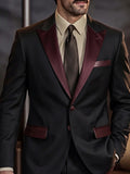 Modern Fit PU Leather Contrast Trim Suit Set
