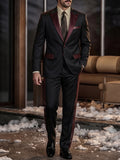 Modern Fit PU Leather Contrast Trim Suit Set