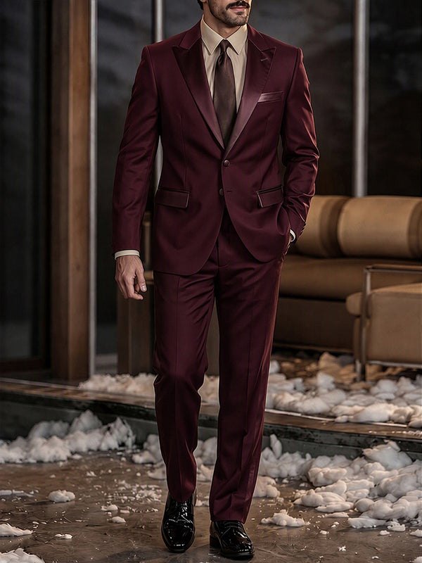 Modern Fit PU Leather Contrast Trim Suit Set