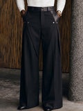 Sleek Urban Faux Leather Patchwork Suit Pants