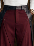 Sleek Urban Faux Leather Patchwork Suit Pants