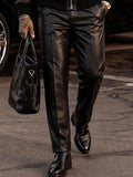 Casual Faux Leather Bomber Jacket Pants Set