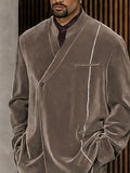 Elegant Shimmer Line Accents Velvet Suit Set