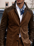 Premium Corduroy Faux Leather Panel Jacket Set