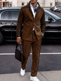 Premium Corduroy Faux Leather Panel Jacket Set