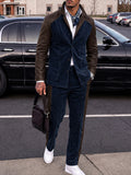 Premium Corduroy Faux Leather Panel Jacket Set