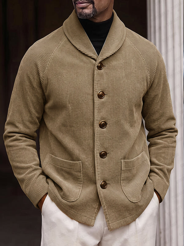 Retro Workwear Raglan Sleeve Corduroy Jacket