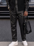 Streetwear Ribbed Knit Faux Leather Matching Set