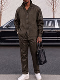 Streetwear Ribbed Knit Faux Leather Matching Set