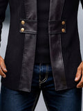 Trendy Contrast Faux Leather Knit Cardigan