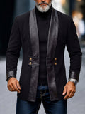 Trendy Contrast Faux Leather Knit Cardigan