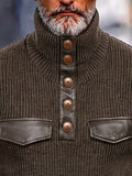 Urban Faux Leather Sleeve Turtleneck Knit Top