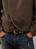 Retro Inspired Faux Suede Stand Collar Jacket