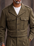 Retro Military Style Jacket and Pants Set