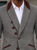 Smart Casual Contrast Lapel Herringbone Blazer