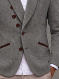 Smart Casual Contrast Lapel Herringbone Blazer