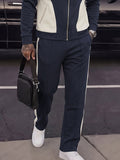 Casual Patchwork Zip-Up Sports Jacket Set