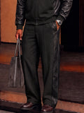 Smart Casual Faux Leather Paneled Hood Jacket Set