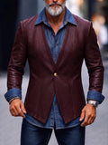 Retro Streetwear Denim-Look Faux Leather Jacket