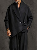 Minimalist Relaxed Fit Toggle Closure Cardigan Set