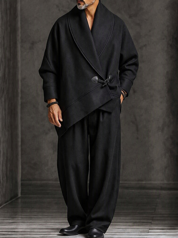 Minimalist Relaxed Fit Toggle Closure Cardigan Set