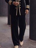 Uniform Inspired Contrast Trim Velvet Matching Set