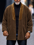 Casual Velvet Collar Corduroy Open Front Cardigan