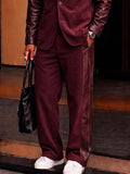 Fashion Faux Leather Patchwork Suede Jacket Pants Set