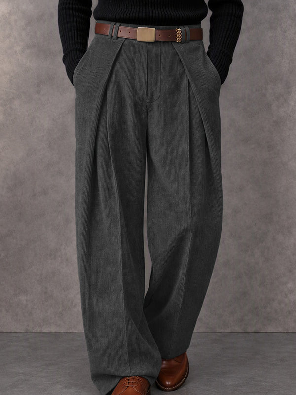Casual Relaxed Fit Corduroy Suit Pants