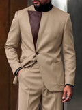 Modern Tailored Collarless Twill Blazer Pants Set