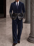 Smart Casual Faux Leather Panel Corduroy Blazer Set
