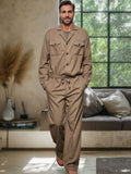 Stylish Leisure Jumpsuit with Belt Jumpsuit coofandy Khaki M 