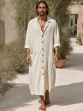 Casual Relaxed Fit 100% Cotton Long Shirt Sets coofandy Beige M 