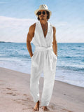 Effortless Elegance 100% Cotton Jumpsuit Jumpsuit coofandy White M 