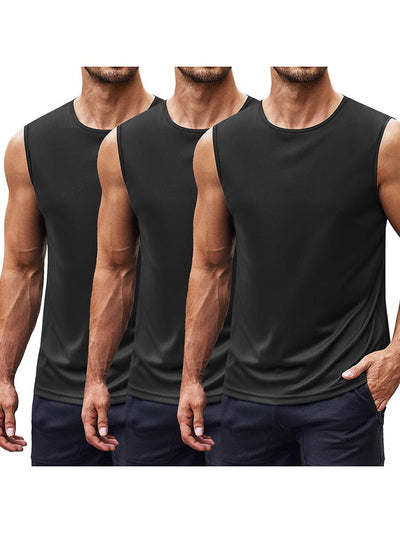 Athletic Quick-Dry 3-Pack Tank Top (US Only) Tank Tops coofandy Black/Black/Black S 